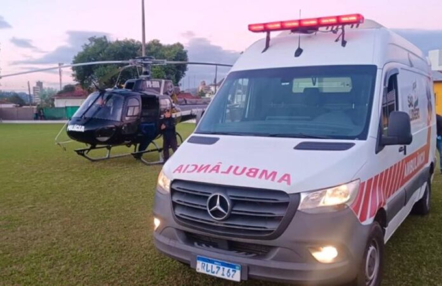 Helicóptero do SAER/SAMU realiza transferência aeromédica de urgência de São Ludgero para Tubarão